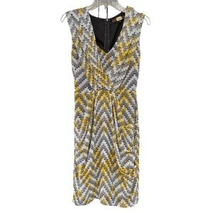 Eva Franco Yellow Black White Geometric Print Sleeveless Dress Size 4